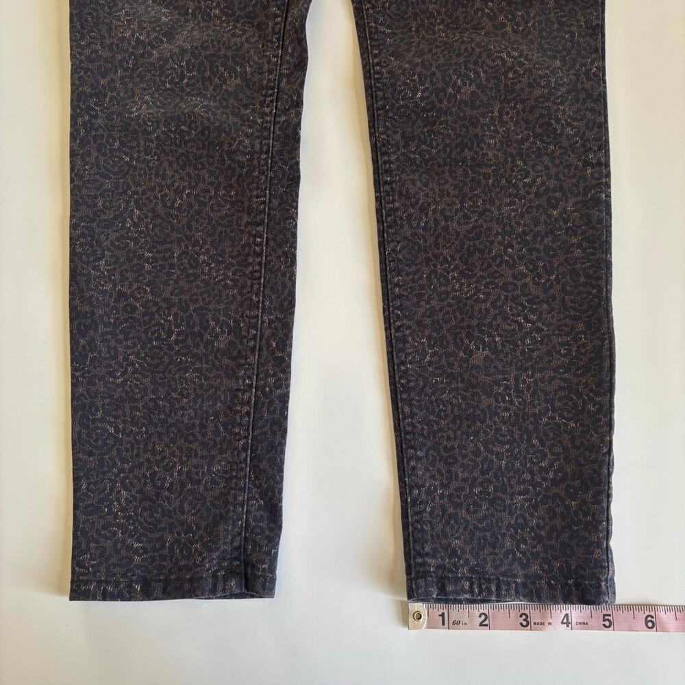 Democracy "Ab" Solution Skinny Stretch Denim Jeans Black Leopard Print Womens 10 - Picture 7 of 9